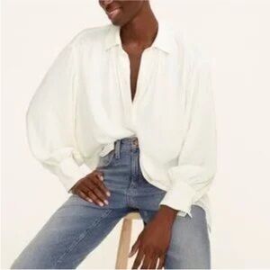 J Crew Elegant cream Button-Up Blouse